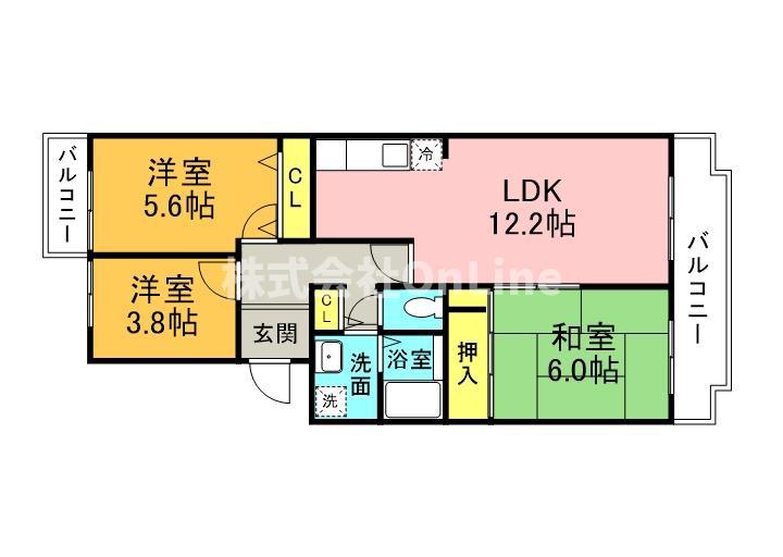 ヴィラ赤とんぼ(3LDK/4階)の間取り写真