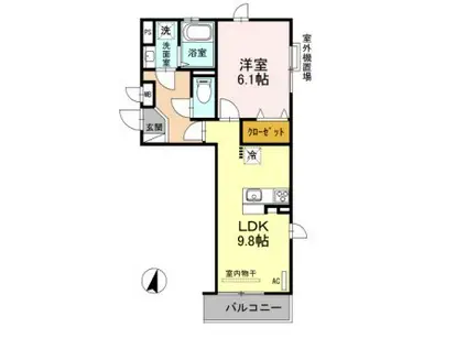 アズール(1LDK/1階)の間取り写真