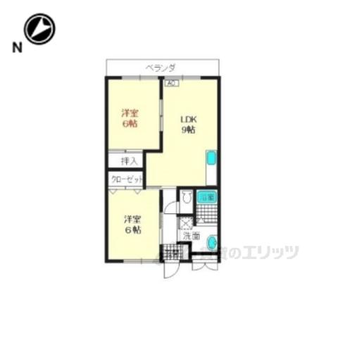 駅前コーポラス(2DK/4階)の間取り写真