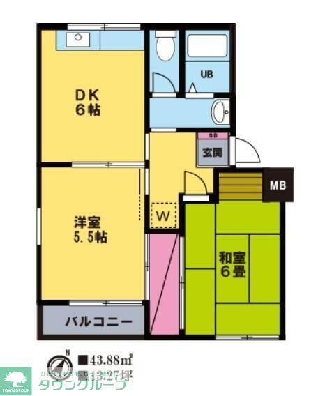 タウンコートダイキ(2DK/2階)の間取り写真
