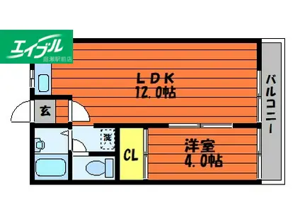 サニーコート中庄(1LDK/2階)の間取り写真