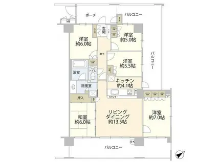 ルネ・アイクレール(5LDK/6階)の間取り写真