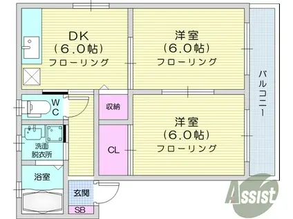 MISTRAL(2DK/1階)の間取り写真