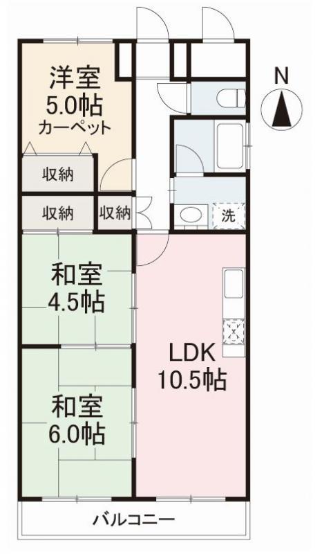 ダイアパレス丸の内608号(3LDK/6階)の間取り写真