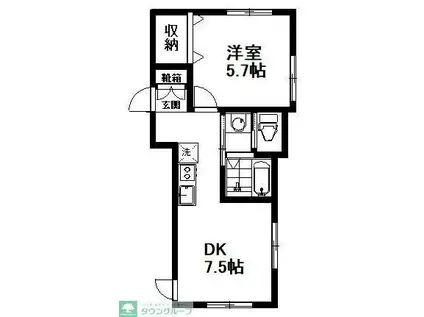 MOA芝久保(ワンルーム/1階)の間取り写真