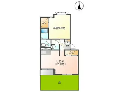 メゾン アルカディア(1LDK/1階)の間取り写真
