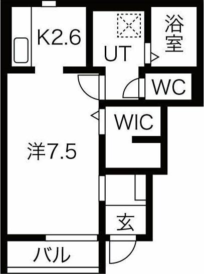 クレスト桜町(1K/1階)の間取り写真