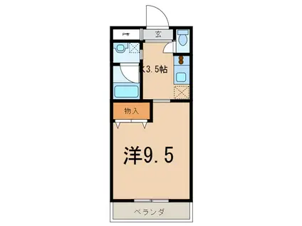 ベルヴェデーレ(1K/4階)の間取り写真