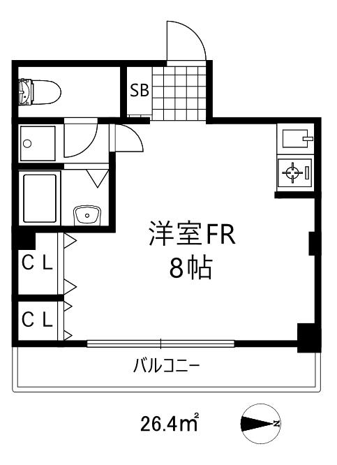 グランツ御影(ワンルーム/4階)の間取り写真