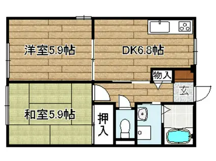 パストラルハイツ(2DK/1階)の間取り写真