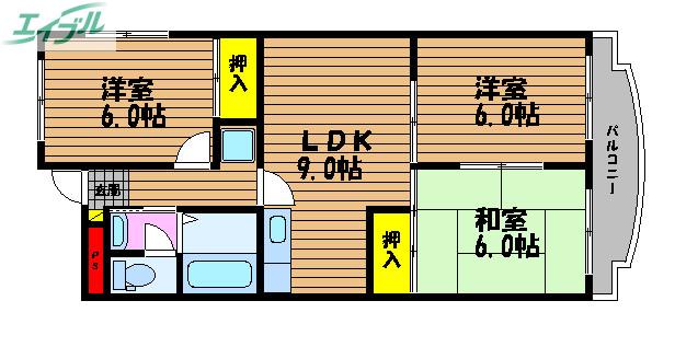 プロムナード洲崎1(3LDK/1階)の間取り写真