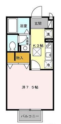 カーサリヴェールII(1K/1階)の間取り写真