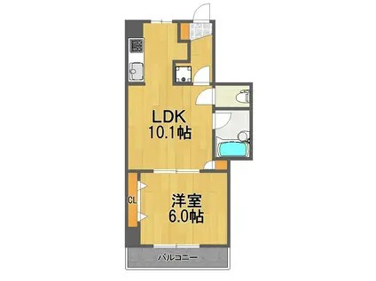 バームハイツ福生弐番館(1LDK/6階)の間取り写真