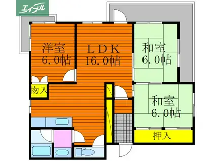 中山ビル(3LDK/2階)の間取り写真
