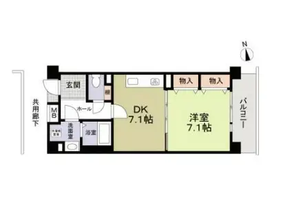 コーポレート武蔵境(1DK/4階)の間取り写真