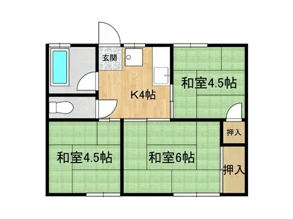 NGCハイツI(3K/2階)の間取り写真