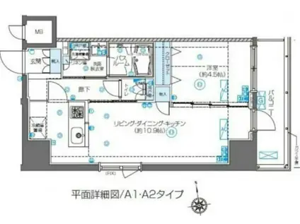 ズーム東新宿(1LDK/3階)の間取り写真