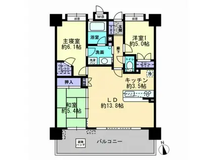 コアマンション橘公園リバーステージ(3LDK/5階)の間取り写真