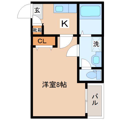 クレフラスト宮城野原駅前(1K/1階)の間取り写真