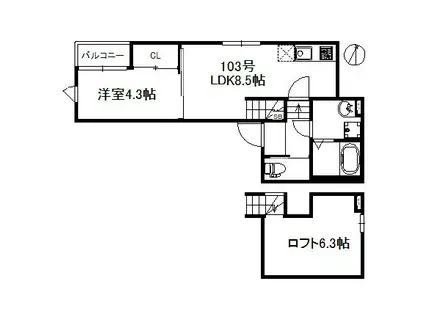 ステーブル佐賀(1LDK/1階)の間取り写真