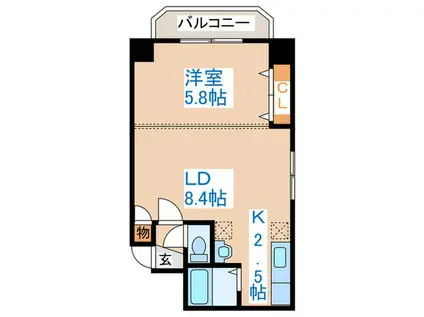 パークヒルズ大通中央(1LDK/8階)の間取り写真