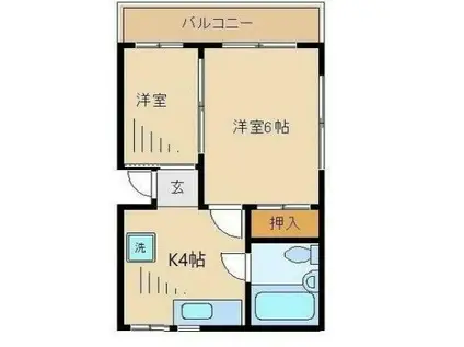 ハウスクローバー(1SK/2階)の間取り写真