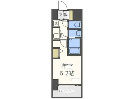 エステムコートディアシティウエスト(1K/2階)の間取り写真