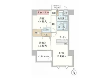 ティマ―・レジデンシィ塚口(2LDK/4階)の間取り写真