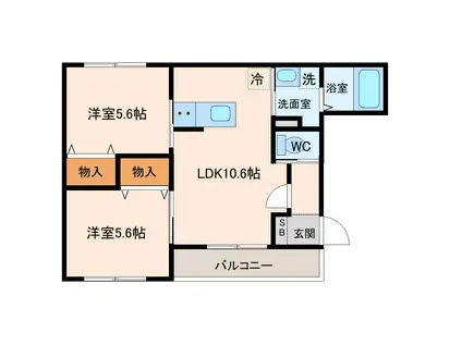 MYS PLACE(2LDK/1階)の間取り写真
