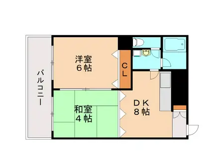 ウインズ浅香I(2DK/2階)の間取り写真