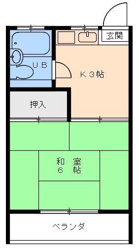 コーポ中央(1K/2階)の間取り写真