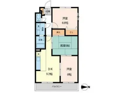 プライムアーバン武蔵小金井(2LDK/3階)の間取り写真