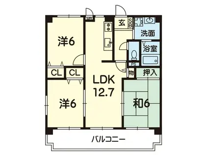プリンスハイツ(3LDK/4階)の間取り写真