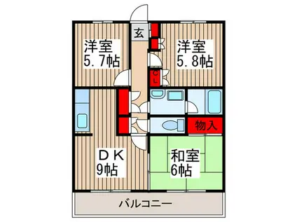 GIFT(3DK/3階)の間取り写真