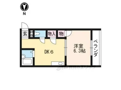 リバージュマンション(1DK/2階)の間取り写真