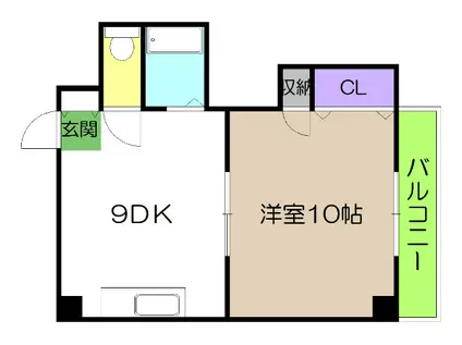 グローバル(1LDK/3階)の間取り写真