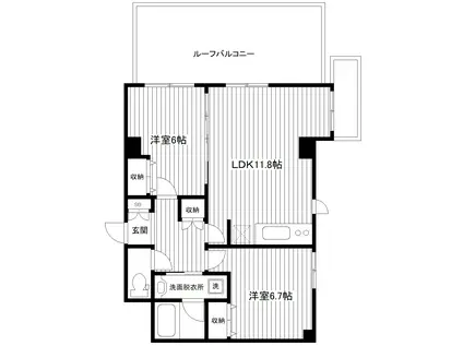 エルミタージュ横浜ベイ(2LDK/5階)の間取り写真