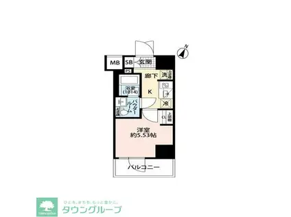 プレール・ドゥーク川口並木(1K/5階)の間取り写真