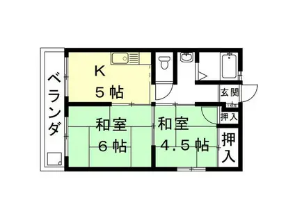 宇留野ビル(2K/2階)の間取り写真