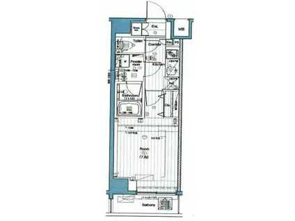 ザプレミアムキューブG潮見(1K/6階)の間取り写真