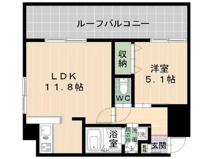 WILLDO呉服町(1LDK/8階)の間取り写真