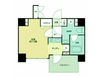 KDA品川大崎(1K/5階)の間取り写真