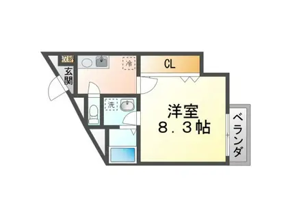 シャルム千里山東(1K/1階)の間取り写真