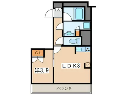 レーベン本厚木THE MASTERS TOWER(1LDK/2階)の間取り写真