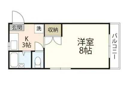 リトルハイム長岡60(1K/3階)の間取り写真