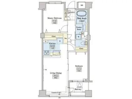 レジディアタワー上池袋(2LDK/6階)の間取り写真