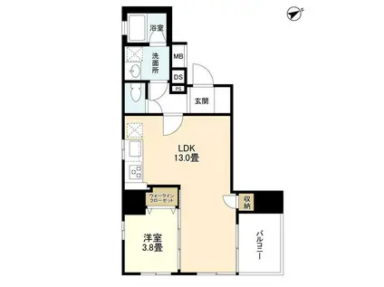 リバーレ浅草駒形(1LDK/9階)の間取り写真