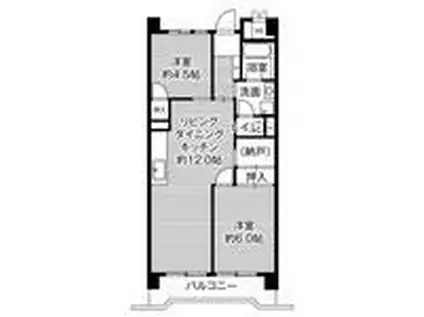 ビレッジハウス港島タワー1号棟(2LDK/2階)の間取り写真