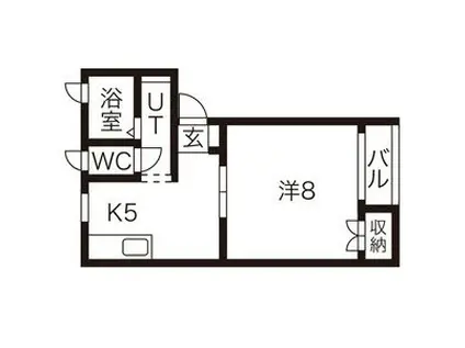 クレドール B棟(1DK/1階)の間取り写真