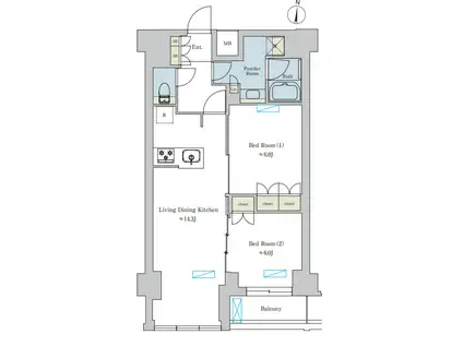BRILLIA IST 池尻大橋(2LDK/6階)の間取り写真